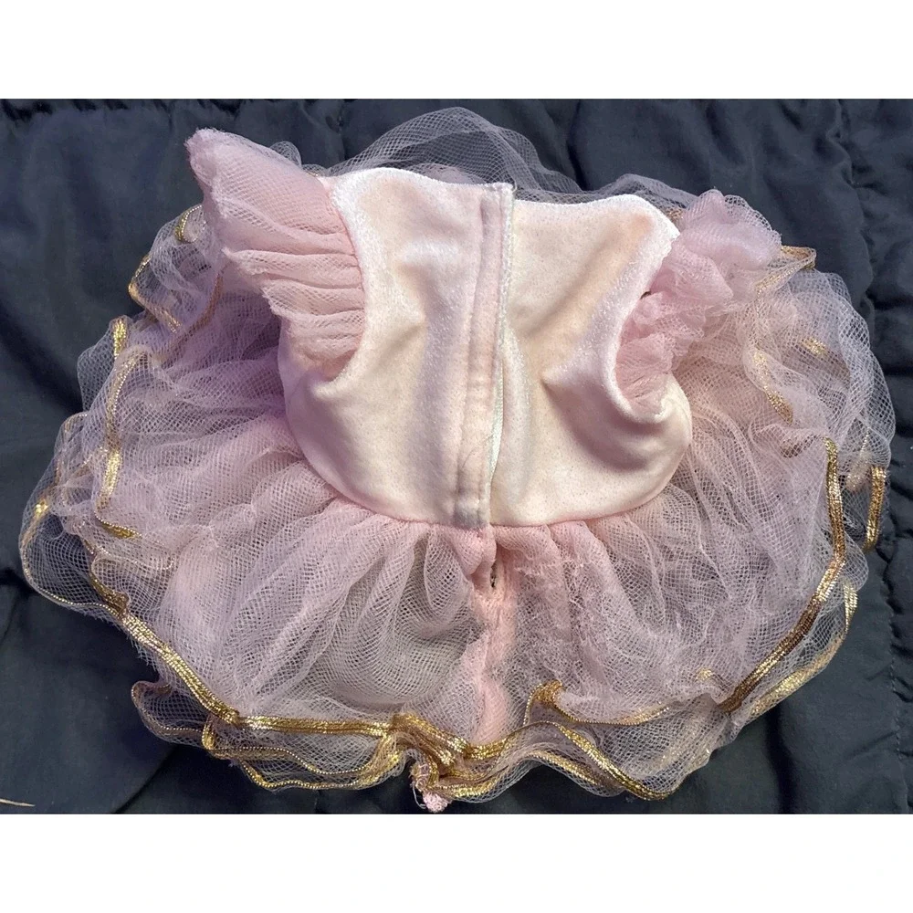 American Girl Bitty Baby Pink Gold Tulle Tutu Ballerina Dress 15